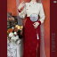 チャイナ ドレス レディース おしゃれ ワンピース 普段着 撮影 衣装 レトロ 漢服 若々しい 秋 パッチワーク ウエスト 長袖 中華風 赤い ドレス