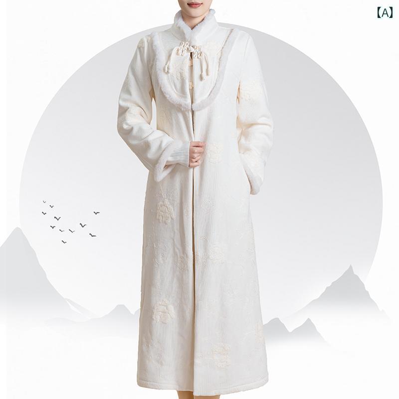 チャイナ ドレス 民族衣装 レディース 白 中華風 コート 中華風 フレッシュ ガールズ 秋冬 コート