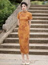 チャイナ ドレス コスプレ パフォーマンス 撮影 衣装 レディース 黄色 ジャカード 春 中華風 ハイエンド 少女 ドレス