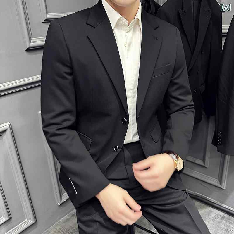 メンズ 高級感 スーツ 韓国 スリム コート 新郎 ウェディングドレス ビジネス プロ フォーマルスーツ