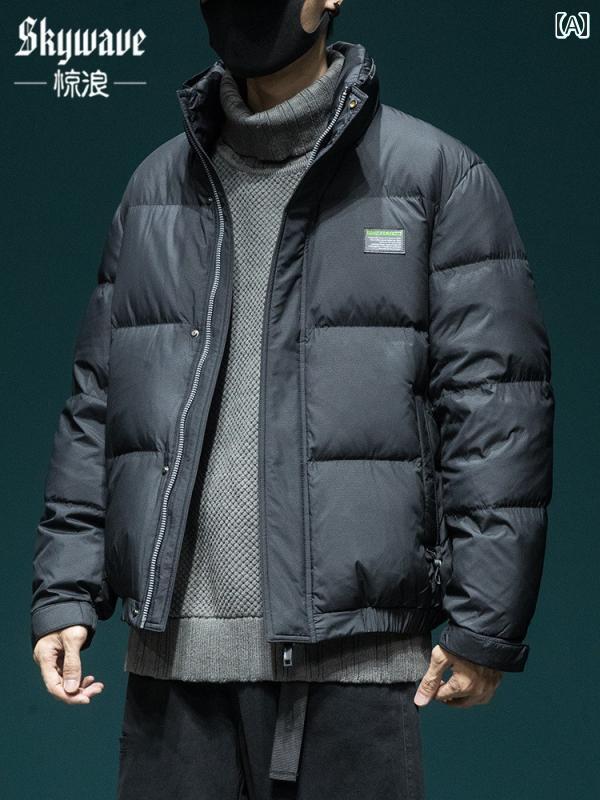 メンズ アウター 冬 スタンドカラー ダウン ジャケット ショート ゆったり 大きいサイズ 90 ダック ダウン カジュアル ジャケット 暖かい ブレッド コート