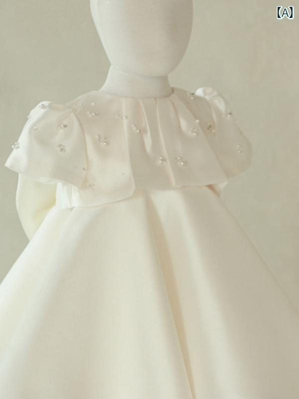 女の子 ガールズ ドレス 子供用 プリンセス ドレス チュチュ スカート 小さい ウェディングドレス 白い..