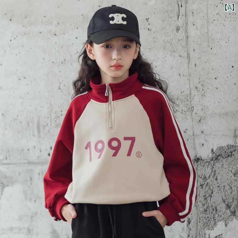 キッズ ファッション ガールズ 冬 ベルベット スウェットシャツ 韓国 ガールズ 服 厚手 子供 ショート トップス 1