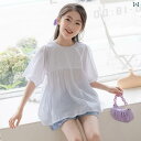 女の子 ガールズ トップス 薄手 夏 韓国 中 大型 子供服 シャツ 半袖 五分袖 T シャツ 洋風 プルオーバー