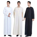 エスニック ローブ 民族衣装 メンズ ドバイ サウジアラビア 旅行 オマーン ボタン 無地 イスラム 教徒 礼拝