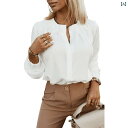 レディース ファッション 夏 ソリッドカラー プリーツ シャツ アメリカン カジュアル 弾性 袖口 ボタン 長袖 トップス