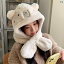 韓国 クマ ぬいぐるみ 帽子 スカーフ ワンピース レディース 冬 かわいい フード 防風 暖かい サイクリング 耳保護