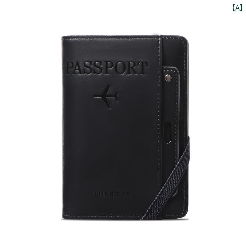 カードケース パスポート ケース メンズ パスポート バッグ ビザ 収納 バッグ 盗難 防止 ブラシ パスポートホルダー 保護 カバー カード バッグ 男性用 旅行 チケット ドキュメント バッグ
