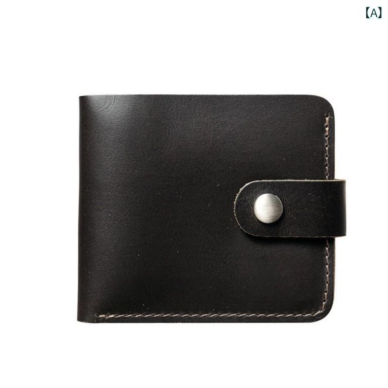 財布 レザー ウォレット カジュアル レトロ メンズ 革 ショート ウォレット シンプル 薄型 最上層 牛革 レザー クリップ バックル コイン バッグ