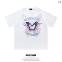 T シャツ メンズ トップス アメリカ ストリート ウォッシュド 蝶 刺繍 カジュアル シャツ 夏 ファッション 袖 シャツ