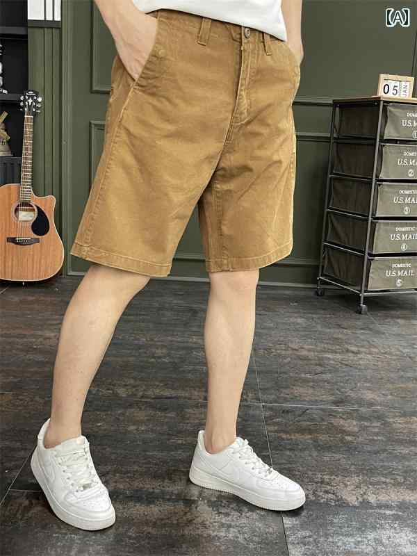 ハーフ パンツ 夏 薄型 カーゴ ショーツ メンズ 弾性 ミディアム パンツ カジュアル 半ズボン 五分丈 カーキ ファッション