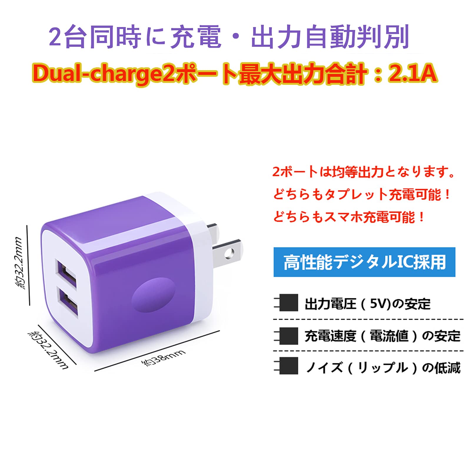 【2ポート タイプc 充電器*2個+type cケーブル*2本*2M】usbコンセント スマホ充電器 タイプcケーブル android充電ケーブル アンドロイド 充電器 充電アダプター 携帯充電器 xperia充電器 galaxy急速充電器 コンパクト usb 2ポート スマホケーブル usb type cケーブル u