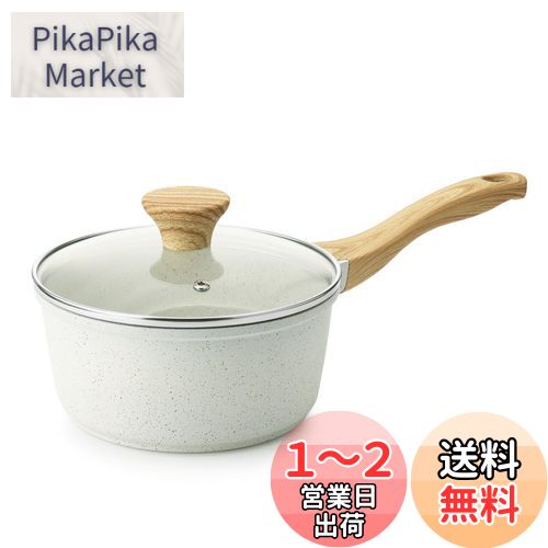 sensarte 片手鍋18cm セラミック鍋 PFASフリー 焦げ付かない IH鍋 一人用 ミルクパン お手入れ簡単 蓋付きのサムネイル