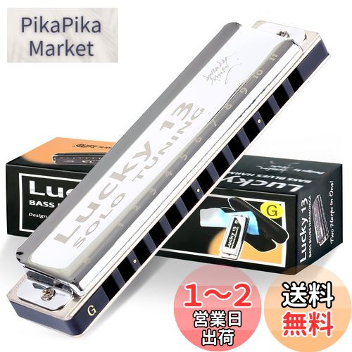 East top ハーモニカ ブルースハーモニカ 13ホール G? ジャズ専門家 大人用 子供用 勉強 練習用 真鍮カバー キャンバスケース Lucky13 (solo-G) その1