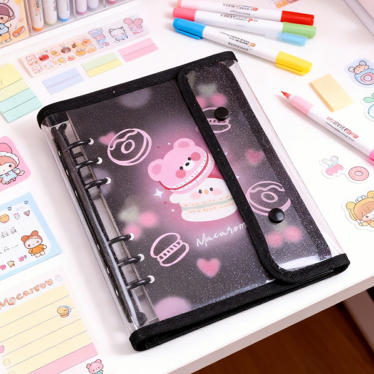 Rakuten - システム手帳 PVCカバー A6サイズ リフィル クリア手帳 透明バインダー 6穴リング カスタマイズ手帳 DIYデコ リフィルセット ミニ手帳 スケジュール帳 シール帳 推し活 オリジナル手帳 日記帳 お子様向けメモ帳