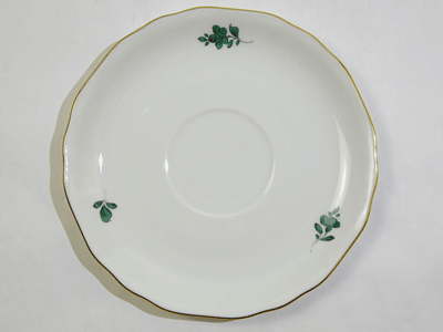 アウガルテン マリアテレジア 両手付きスープカップソーサー (すみれ) 送料込み