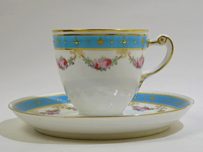 スポード コープランド ローズガーランド コーヒーカップソーサー(ブルーライン)