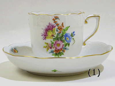 20%OFF! ヘレンド サックスブーケ コーヒーカップソーサー707(BS1) パープルあざみ 送料込み