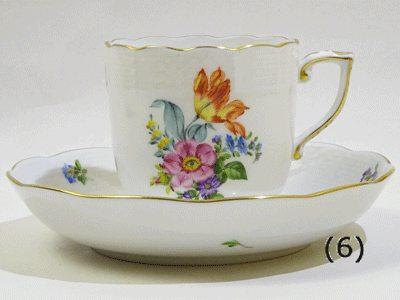 20%OFF! ヘレンド サックスブーケ コーヒーカップソーサー707(BS6) オレンジチューリップ 送料込み