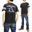 桃太郎ジーンズ Tシャツ 07-072 ブランドロゴ 左袖出陣ライン メンズ 半袖Tee ブラック 新品