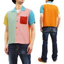 スタイルアイズボウリングシャツSE38369東洋メンズ半袖クレイジーパターンボーリングシャツ新品StyleEyesMixedPanelBowlingShirtMen's1950sStyleRayonShortSleeveShirtSE38369