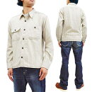 桃太郎ジーンズ長袖シャツ05-253メンズステッチストライプワークシャツ生成新品MomotaroJeansMen'sStripedLongSleeveButtonUpShirtwithRunning-StitchingStripe05-253MadeinJapan