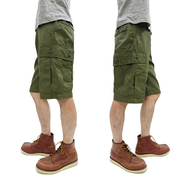バズリクソンズ ショートパンツ BR52550 メンズ カーゴショーツ ミリタリー ジャングルファティーグ トロピカルトラウザーズ ハーフパンツバージョン オリーブ Buzz Rickson's 新品