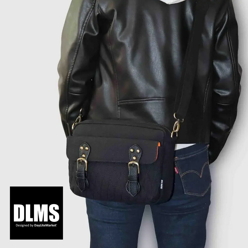 DLMS■ショルダースクエアバッグ オールドシンボル キャンバス ブラック ディエルエムエス Old Symbol Canvas SDGs 帆布 ライダー ツーリング ポーチ