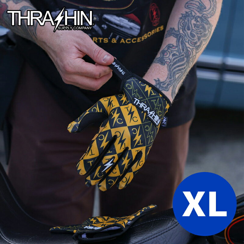 スラッシンサプライ■ ステルスグローブ チェッカー ブラック＆イエロー 【XLサイズ】 Thrashin Supply Stealth Glove - Checker - Black and Yellow SV1-26