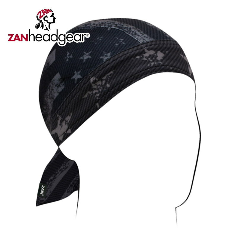 ザンヘッドギア■ フライダナ スポーツフレックス ヘッドラップ カーボンファイバー ディストレスド フラッグ ZAN HEADGEAR Flydanna Sportflex Headwrap Sportflex Carbon Fiber Distressed Flag バイク スカルキャップ バンダナ ヘルメットインナーキャップ 防寒