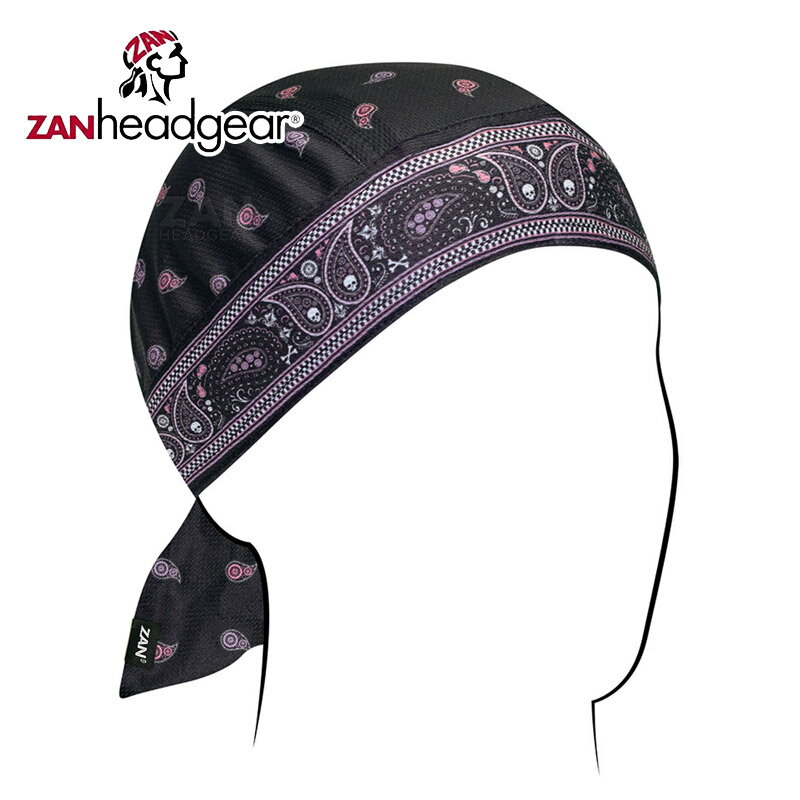 ザンヘッドギア■ フライダナ ポリエステル マイクロメッシュ ピンク＆パープル ペイズリークラシックバンダナ ZAN HEADGEAR Flydanna Polyester Micromesh Pink Purple Paisley Classic Bandanna バイク スカルキャップ バンダナ ヘルメットインナーキャップ