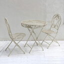 \ページ限定・カードケース付/ BLANCTIQUE ブランティーク ホワイトアイアンテーブル70&チェア 3点セット SPL-6628-3P 【送料無料】 ベ...