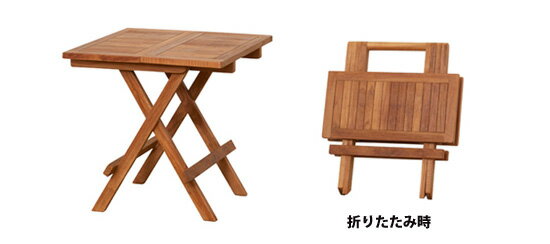 ＼ページ限定・カードケース付/ カフェテーブル 木製 【送料無料】【クロシオ チークテーブル 折りたたみ式 55000】 ウッドテーブル コーヒーテーブル [2]