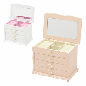 宝石箱【送料無料】【ジュエリーボックス MUD-6888】姫系で可愛いジュエリーケース 3種類の引き出しですっきり収納のサムネイル