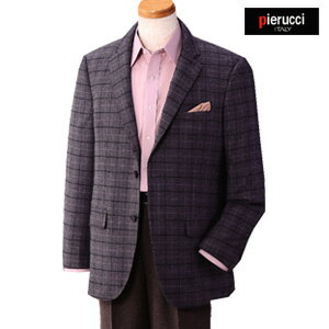 ビジネスジャケット 紳士 【ピエルッチ 正統派お洒落ジャケット】 ［送料無料・代引料無料］ 紳士用 ブレザー チェック柄 冬物ジャケット シニア メンズ 大人 テーラードジャケット
