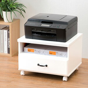 プリンターワゴン オシャレ 【天然木使用 プリンターワゴン MUD-6207】【送料無料】 木製プリンターワゴン キャスター付き プリンターラック 北欧風 サイドワゴン 幅50 桐製