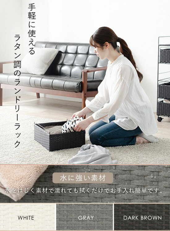 ＼ページ限定・カードケース付／　ラタン調 4段ランドリーラック RAN-2434 幅30 【送料無料】 ［サニタリーワゴン 30 ランドリーラック 脱衣所ラック 洗面所 ワゴン シンプル] 2