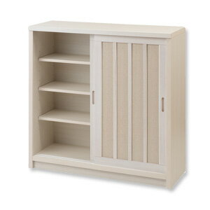 ＼ページ限定・カードケース付／ 白雪 引き戸式 薄型 和モダンキャビネット 幅90 板扉 ak-0012 【送料無料】 ［白家具 桐キャビネット 日本製 引き戸キャビネット 薄型］