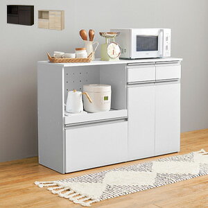 ＼ページ限定・カードケース付／　キッチンカウンター 収納庫タイプ コンセント付き 幅118 VKC-7156 【送料無料】 ［コンセント付き キッチンラック 幅118 北欧風 キッチン棚］