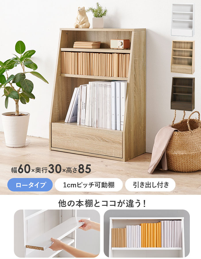 ロータイプ ブックラック 幅60 コミック約150冊収納 RCC-1906