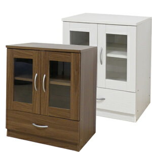 クロシオ ブルーム キャビネット ■送料無料■　［木製収納棚 ガラス扉 幅60×奥行き41×高さ70cm シンプルキャビネット 引き出しストッパー付き］