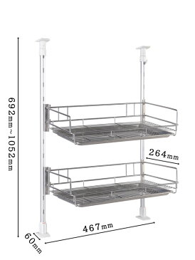 つっぱり水切りバスケット 45cm 2段 TP2-45BD ■送料無料・日本製■