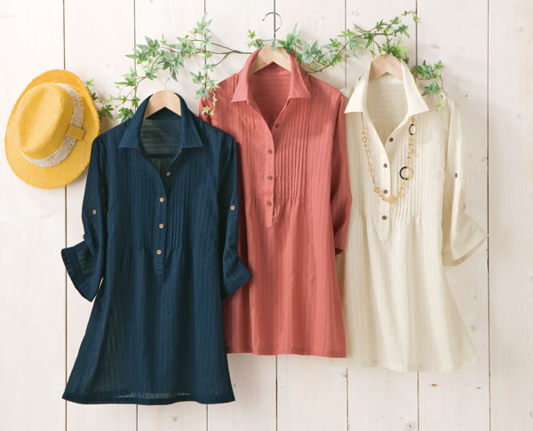 ＼ページ限定・カードケース付／　涼やか着心地チュニック 同サイズ3色組 ■送料無料■