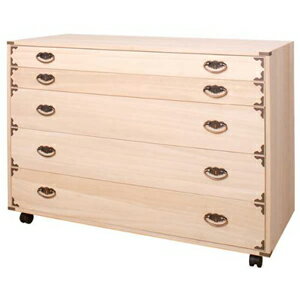 桐チェスト【キャスター付 桐 チェスト 隅金具付き　5段　HI-0044】の通販【送料無料】