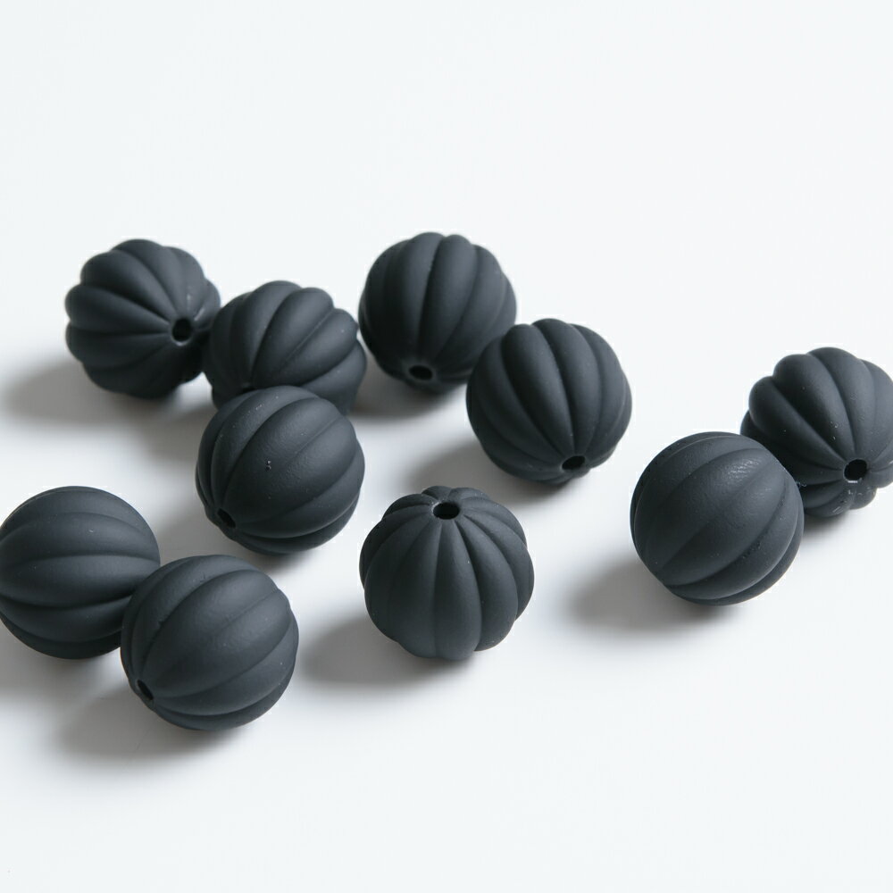 【毎日発送】 かぼちゃ型 ビーズ ブラック 16.5mm 10粒 ネックレス ブレスレット パーツ ハンドメイド ..