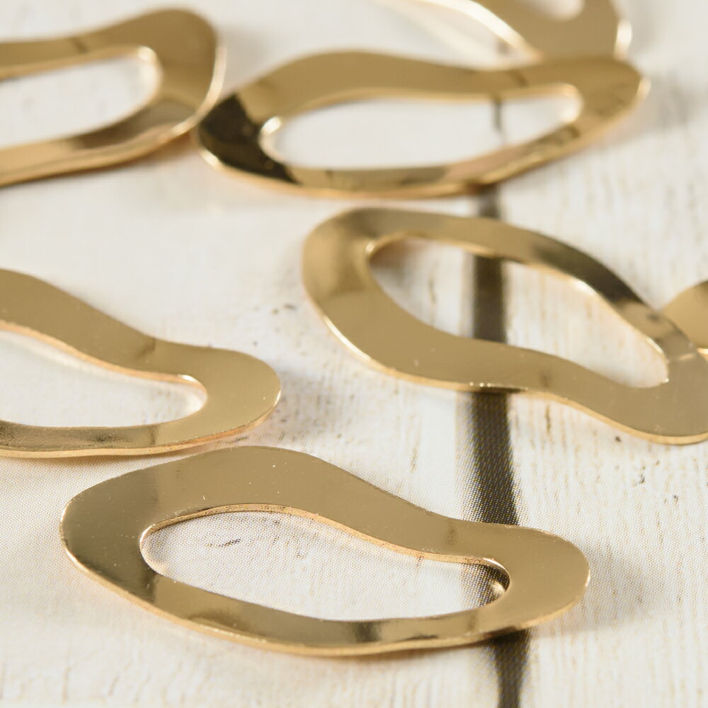 【毎日発送】 金属 メタル ピアス パーツ マットゴールド 幾何学 だ円 凹凸 28mm 10個 シンプルピアス アクセサリーパーツ イヤリング ハンドメイド 材料