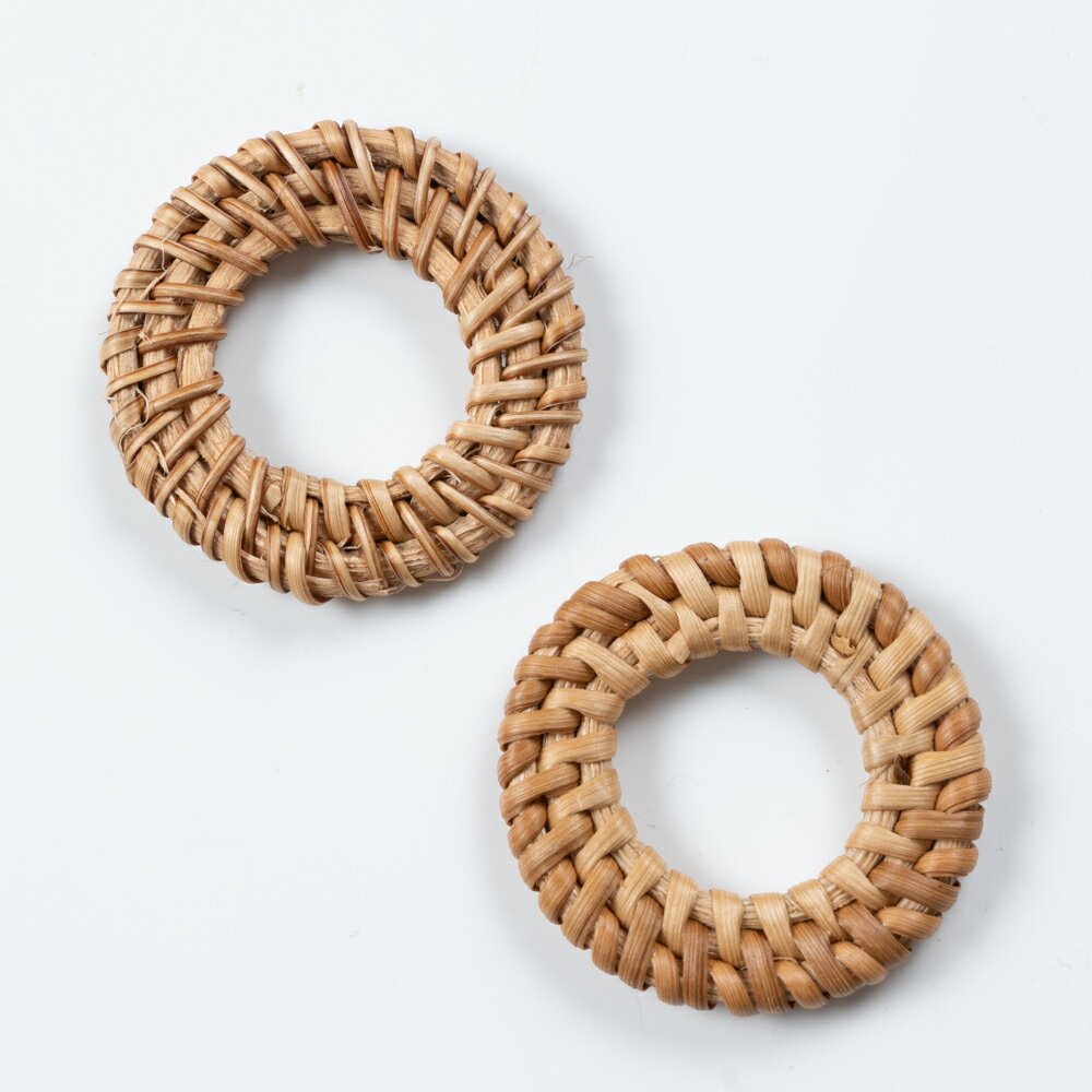 【毎日発送】 ラタンパーツ ブラウン 円形 丸A 40mm 1ペア(2個) チャーム ピアス イヤリング アクセサリーパーツ 問屋 専門店
