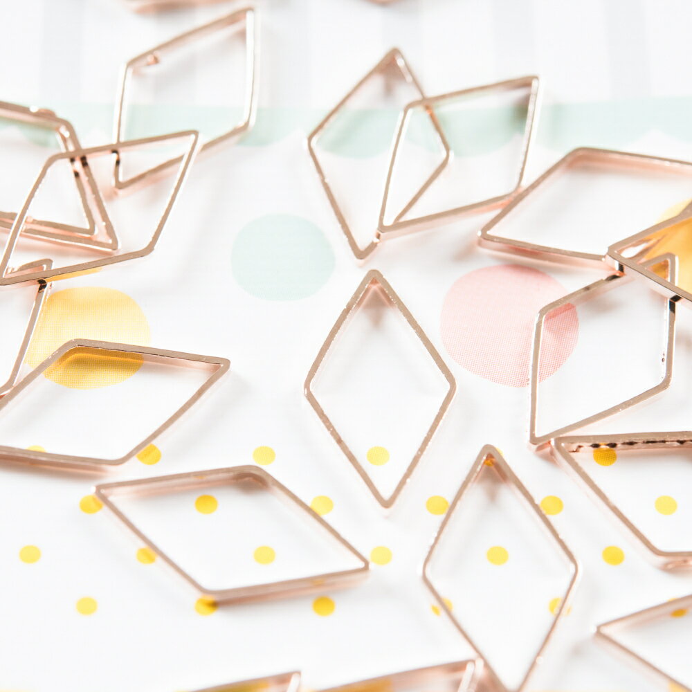 【毎日発送】 フレームパーツ ピンクゴールド ダイヤ ひし形 2.3cm 【サイズ大】 10個 レジンクラフト ..