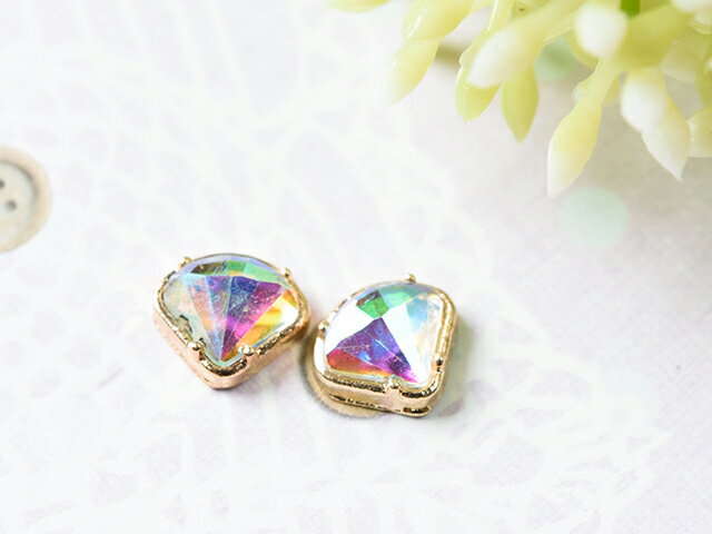 【毎日発送】 台座付き カラフルモチーフ A級ガラスストーン使用 シェル 2個 レジン 封入 ワンポイント..