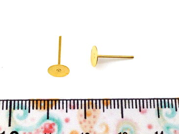 【スーパーセール特割★10%】(皿のサイズ)6mm ピアス ゴールド 平皿タイプ×ゴールドキャッチセット 100個 (50ペア) アクセサリーパーツ 材料 素材